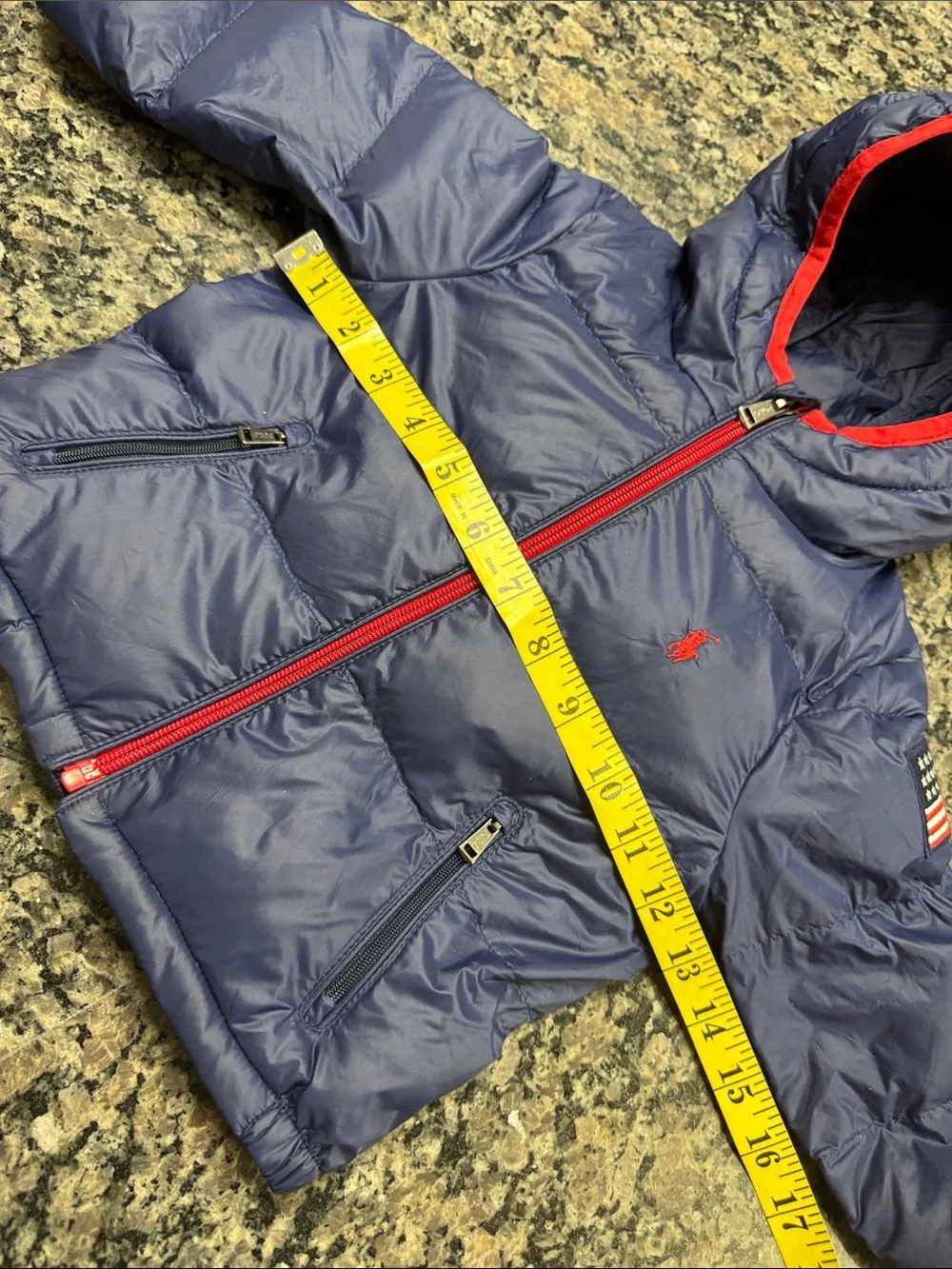 Ralph Lauren Navy Puffer Jacket with Red Accents EUC 18 months